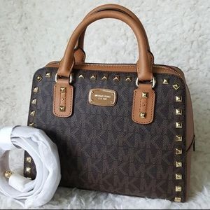 NWOT Michael Kors stud satchel brown